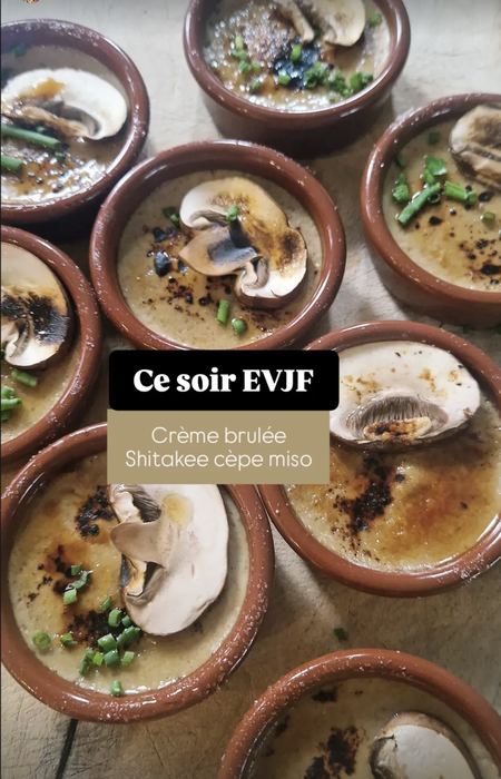 Crème brûlée shitake, cèpe et miso